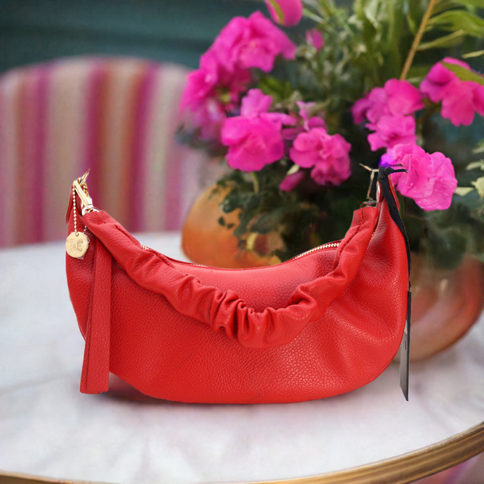 Sac Baguette en cuir Rouge Susan  by Laura Di Maggio